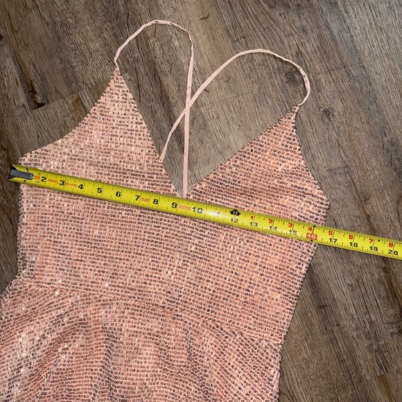 Express • Rose Gold Sequin Peplum Cami Blouse - Picture 4 of 10